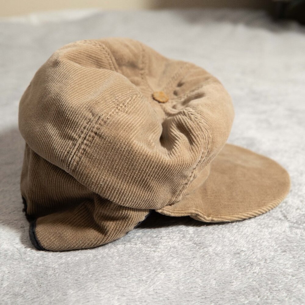 Tan Corduroy Flap Cap Hat (OS)